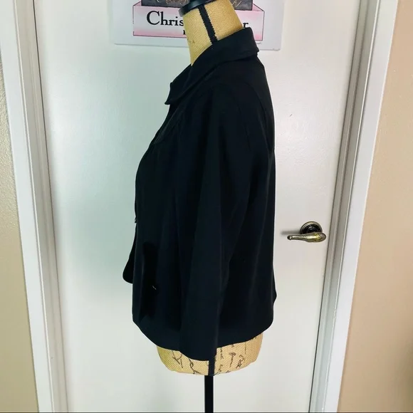 Larry Levine Stretch Black Denim Slightly Cropped Blazer Jacket Size Medium - Picture 6 of 10